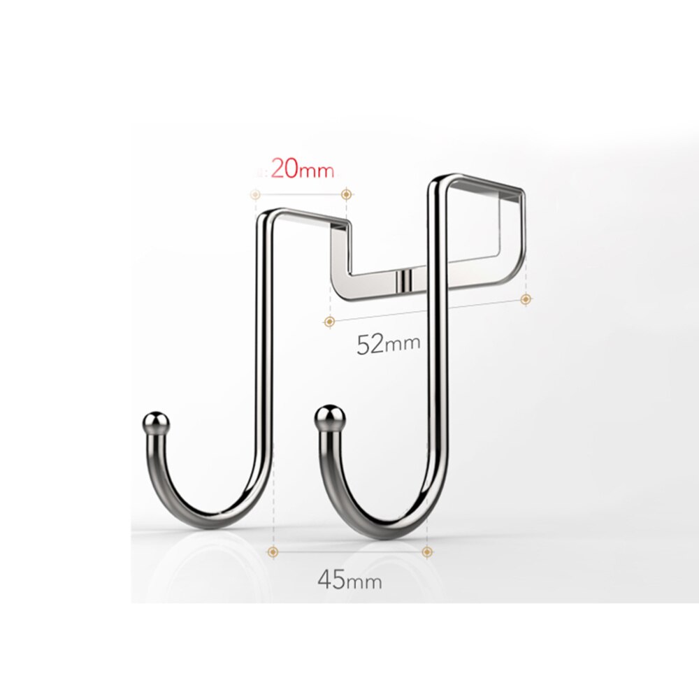 2 Pack Over Cabinet Door Double Hooks Strong Stainless Steel Multiple Use S Shaped Hanging Over The Door Hooks Use for Kitchen: Default Title