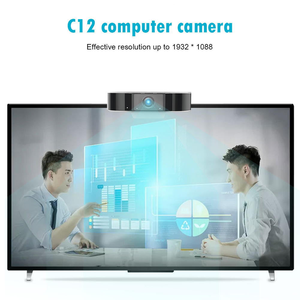 C12 Webcam 2MP 1080P Full HD USB Driver Free Web Camera with Microphone for Windows Android Linux Live Camera Webcam