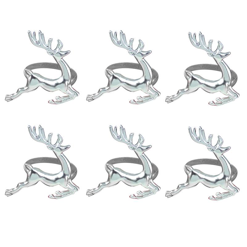 6pcs Elanden Herten Servetringen voor Kerst Bruiloft Servet Houder Ornament Partij Banket Tafel Decoratie Accessoires