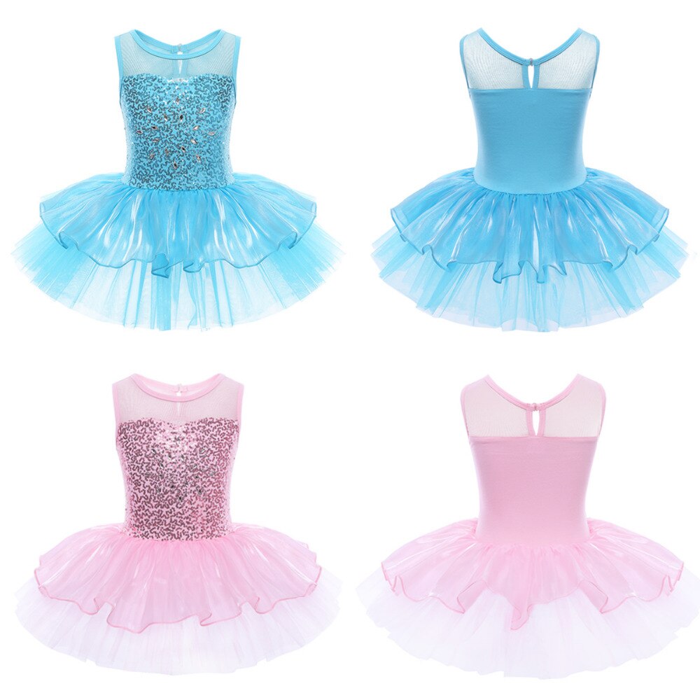 iiniim Girls Ballerina Party Costume Sequined Reflective Flower Dress Dancewear Gymnastic Leotard for Kids Ballet Tutu Dress
