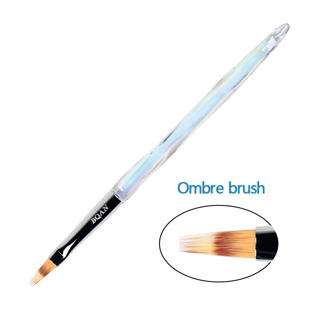 ANGNYA 12 #14 # Acryl Nagel Pinsel Gewellt Kolinsky Zobel Nagel Kunst UV Gel Baumeister Manikübetreffend Pinsel Flache Runde diamant Gradienten Griff: Ombre Bürste