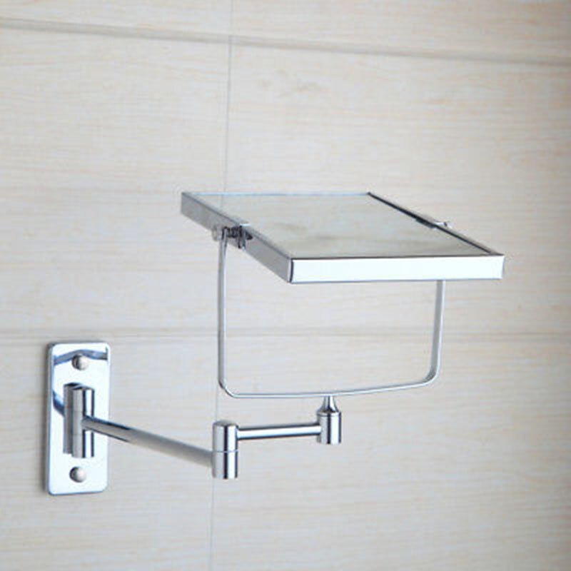 Udtrækkeligt foldbart make -up spejl badeværelse 1x 3x forstørrelse sidet vægmonteret