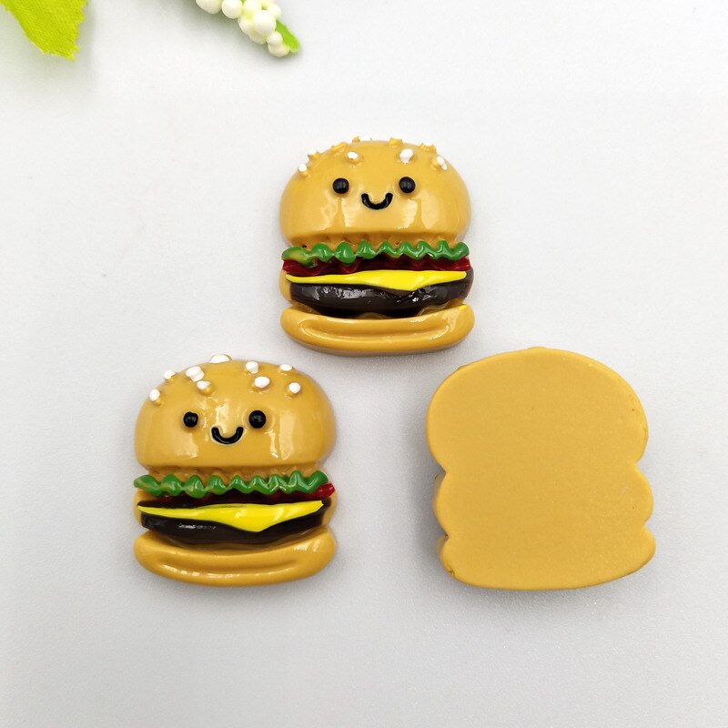8 stuks Hars Hamburger Ambachten Plaksteen Steen Bruiloft Knoppen Craft Scrapbook Fit Haar Clips Embellishments Kralen Diy