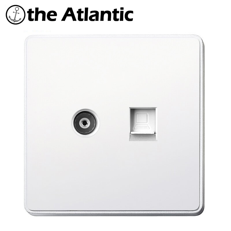 Rj45 Wall Socket Internet Outlet With TV Outlet Wall Data RJ45 Internet Computer Double Phone Socket Plastic Panel Cable TV