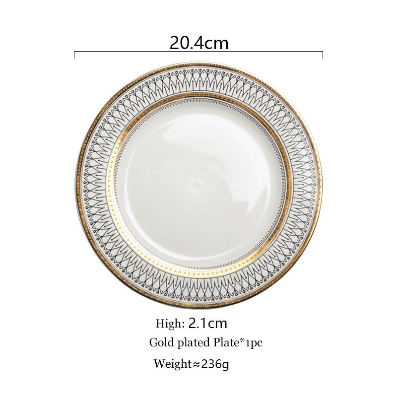 Elegent Glass Pearl Plate High-end Gold-plated Ceramics Disc Steak Salad Dish Wedding Banquet Dessert Pendulum Disc Saucer: 1pc plated plate