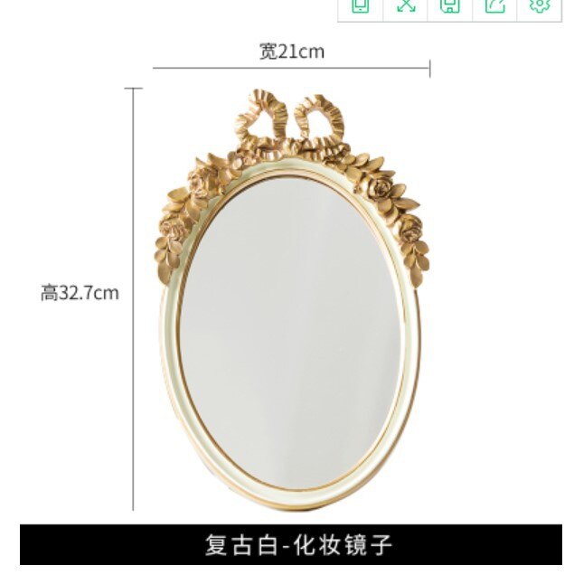 Stand Desktop Spiegel Grote Home Decoratie Elegante Milieuvriendelijke Goud Vintage Barokke Muur Gemonteerde Spiegel Voor Slaapkamer Artistieke: white 32.7X21