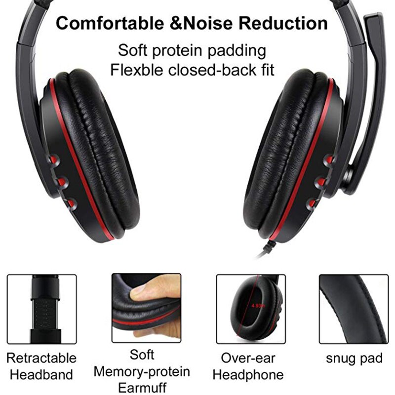 RLOVS Gaming Headset 3.5mm Wired Over-Head Gamer Headphone With Microphone Volume Control Gamer Earphone Headset For Xbox PS4 PC