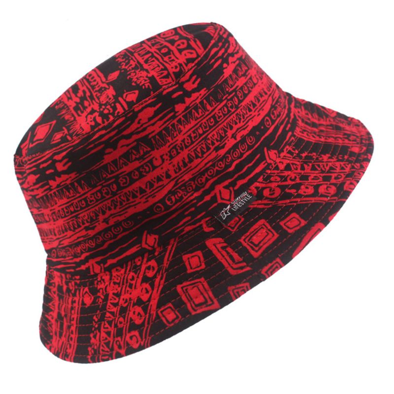 Unisex Harajuku Omkeerbaar Emmer Hoed Zonnebrandcrème Graffii Bladeren Visser Cap