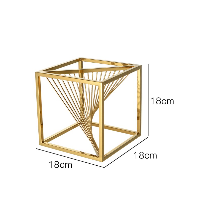 Firkantet metall bryllupsstativ skinnende gullbelegg geometrisk boks bakteppe stativ vei bly metall jern blomsterstativ kakestativ: 18cm