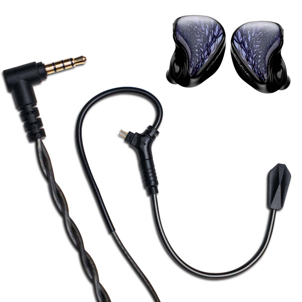 Kinera Celest Wyvern Czarne słuchawki douszne 10 mm LCP Dynamiczny sterownik z odłączanym mikrofonem wysięgnikowym Kabel IEM Słuchawki audio: biały