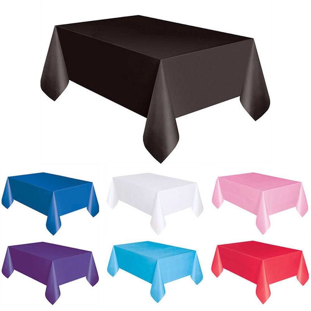 Wegwerp Plastic Tafelkleed Print Kleur Roze Bruiloft Verjaardag Party Tafel Dekken Rechthoek Bureau Doek Veeg Covers Tafelkleed