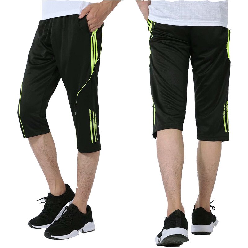 Summer Thin Football Male Pocket Zipper Capri Pants Football shou tui Running Fitness Calf Pants