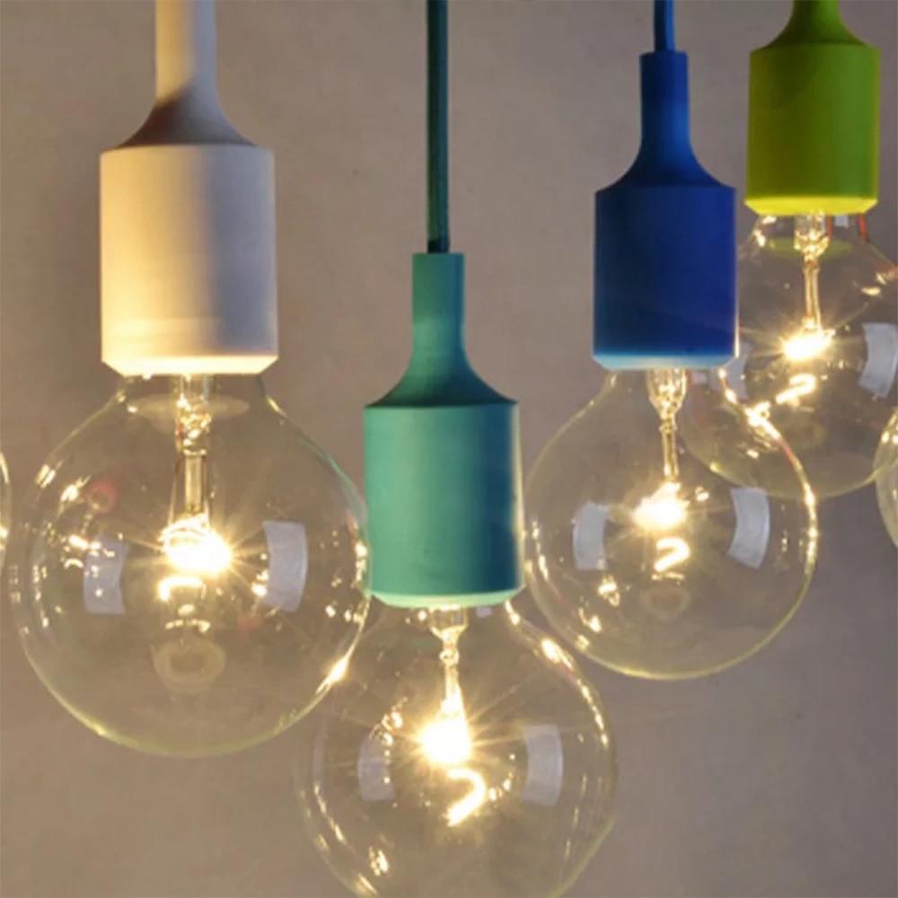 E27 Hängen Lampe Basis Birne Halfter DIY Buchse Bunte Silikon Linie Kronleuchter Beleuchtung Punkt Gummi Decke Leuchte Hause