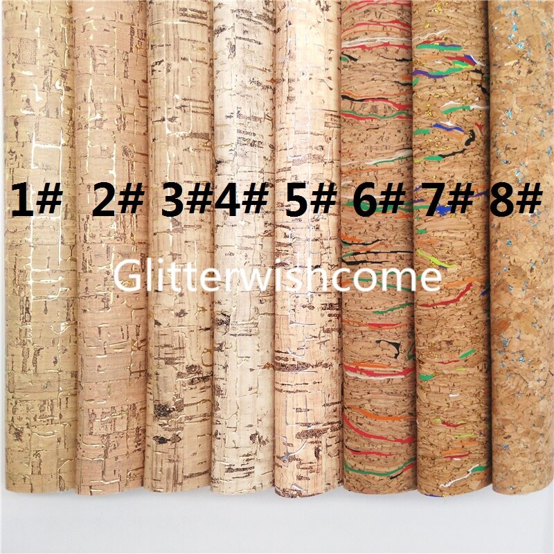Glitterwishcome Metallic Soft Cork Vinyl Synthetic Leather Faux Fabric Sheets for Accessories Bows DIY 21X29CM GM1035A