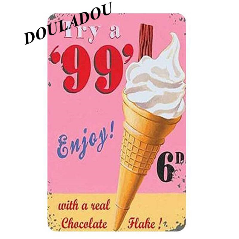 [Douladou] Vintage Pannenkoek Pizza IJS Plaque Tin Teken Cafe Winkel Metalen Teken Poster Bar Club Thuis decoratie 20x30cm: 3