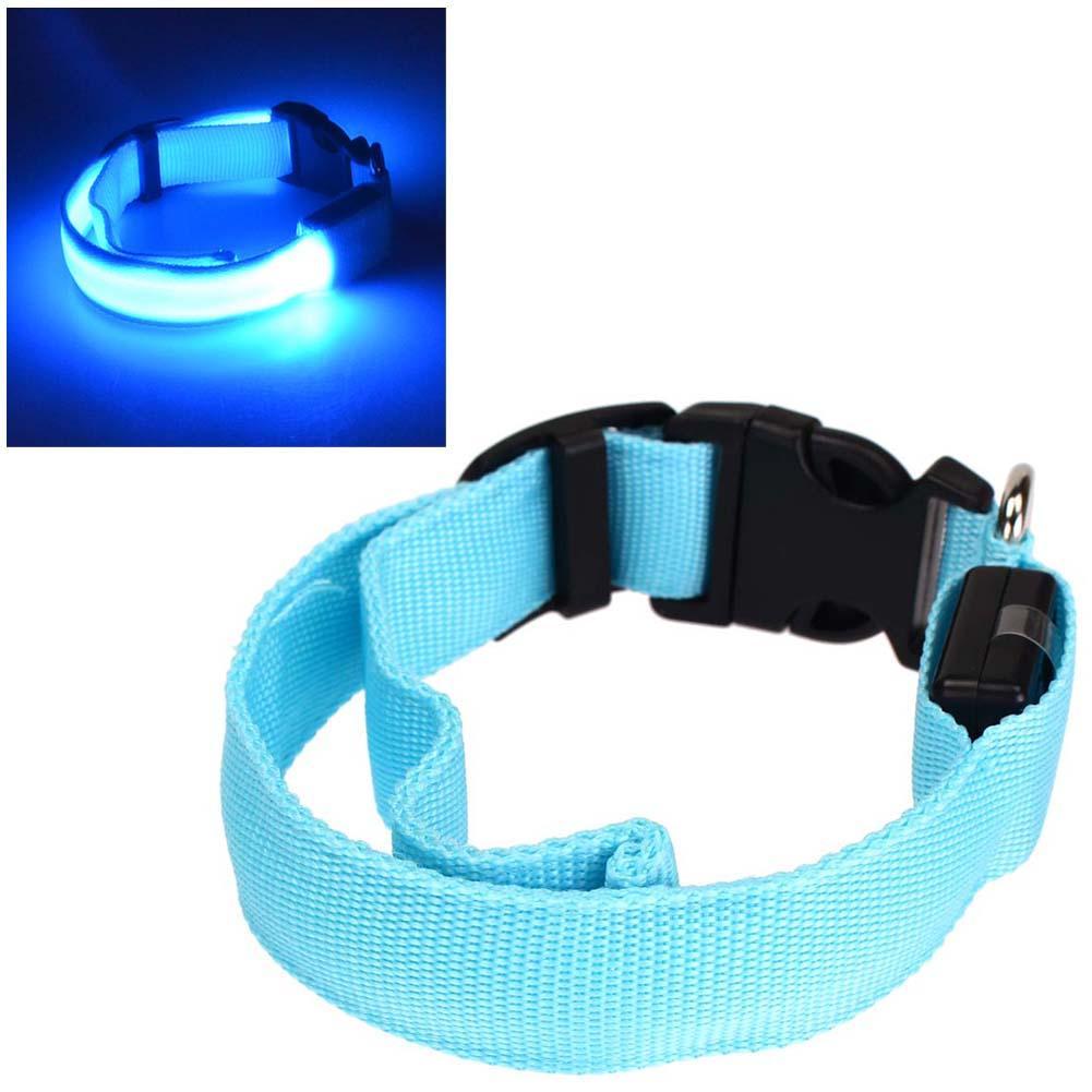 Verstelbare Verse Led Honden Night Veiligheid Huisdieren Knipperlicht Nylon Leiband: Blauw