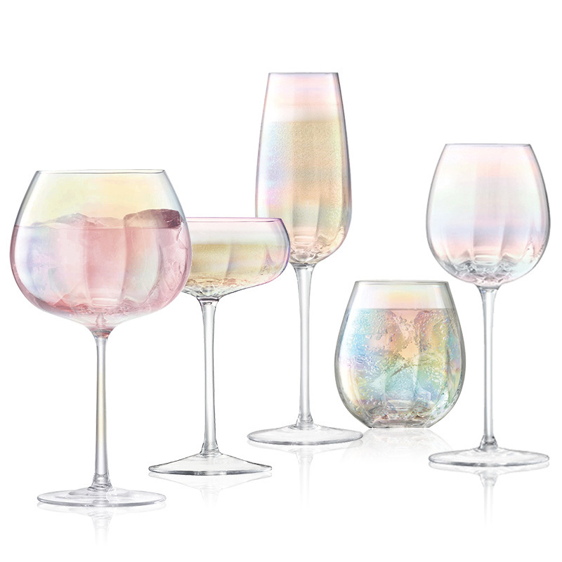 Electroplated crystal glass rainbow red wine glass set home colorful goblets dazzling champagne glasses wine glasses wine set