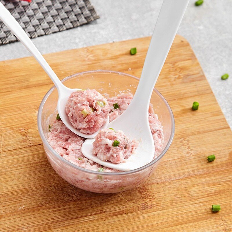 2 stk / sett ikke-pinne kjøttkaker maker skje rustfritt stål kjøttkule maskin form med suppe til diy fiskebiff kjøttboller kjøkkenverktøy
