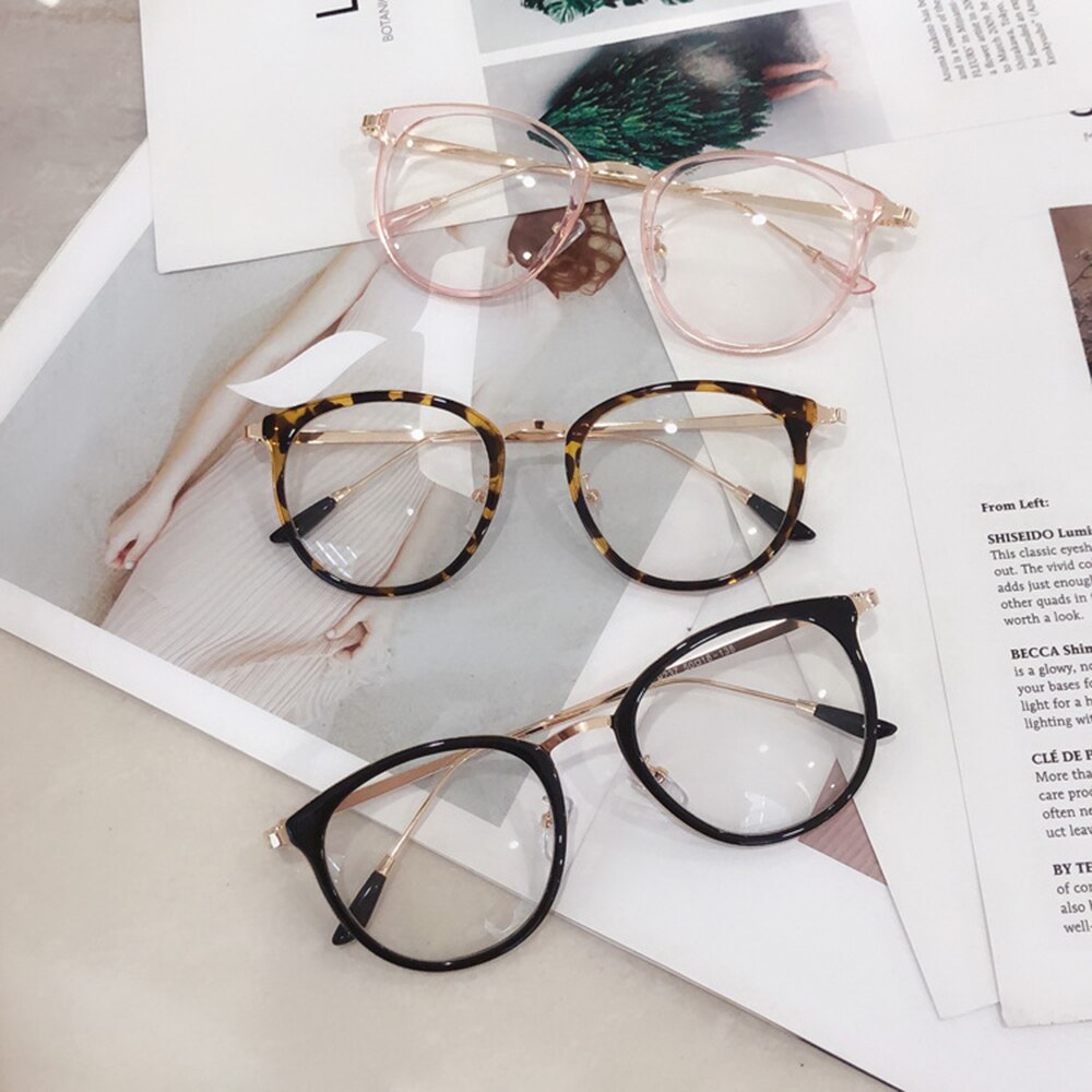 Montura de gafas redondas de gran tamaño para mujer y hombre, lentes ópticas transparentes de estilo Vintage, con luz azul, para miopía, 1 Uds.