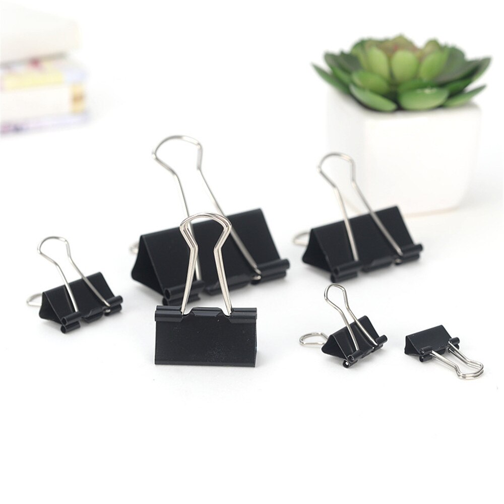 12pcs Metal Binder Clips 19/25/32/41mm Tickets Photos Paper Holder Office Document File Paper Clamp School Binding Supplies
