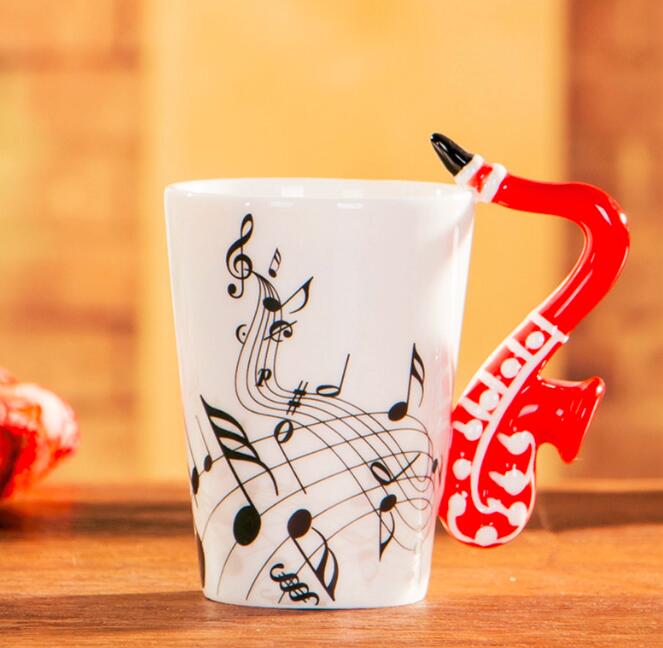 Musik violinstil gitarr keramisk mugg kaffe te mjölk stavkoppar med handtag kaffemugg nyhet: Stil 13
