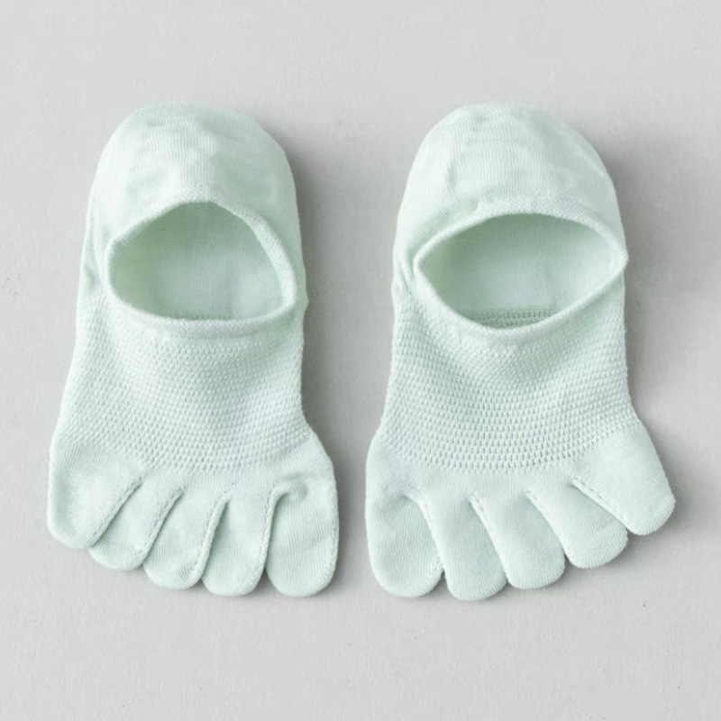 ¡Ventas calientes! Calcetines de cinco dedos para hombre y mujer, medias con punta tipo zapatilla, calcetines invisibles huecos de malla, calcetines cortos hasta el tobillo que absorben el sudor: Verde oscuro