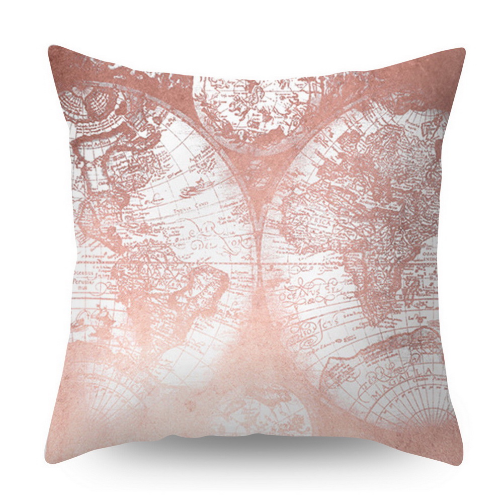 Rose Gold Polyester Geometric Pillowcase Square 45x45cm Cushion Cove Soft Bedroom Decorative Throw Pillow Cover