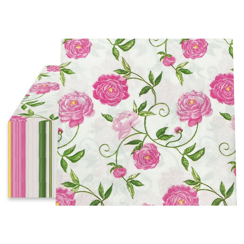 20 stk/pakke blomsterprintede decoupage papirservietter håndværk dekoration bryllupsfest 2- -lags firkantede middagsservietter: Grøn