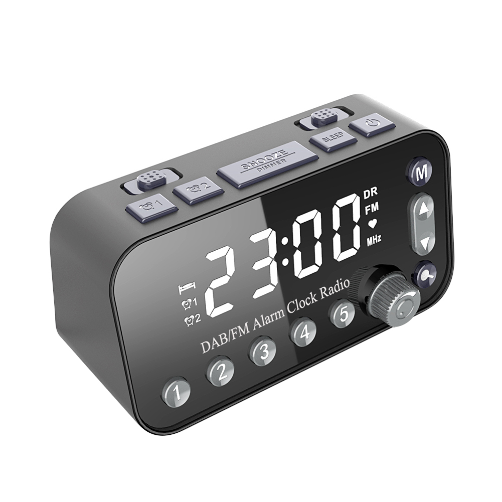 Cyfrowy radiobudzik biurkowy A1 Podwójny port ładowania USB Radio DAB FM z programowalnym wyłącznikiem czasowym anteny