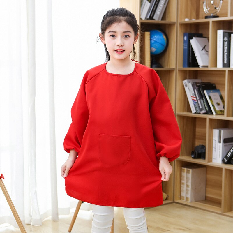 Children's Painting Drawing Clothes Polyester Breathable Smock Kindergarten Kids Long-Sleeve Aprons Print Logo