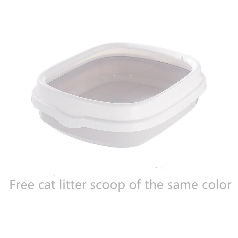 Semi-enclosed litter box Simple open cat toilet large, medium and small anti-splashing pet cat litter box cat supplies: Gray / M