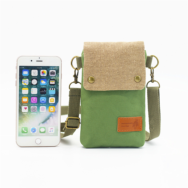 Mini bolso cruzado de tela, bolso para teléfono móvil con contraste de Color, bolso de hombro clásico para mujer, bolso cruzado pequeño, combina con todo