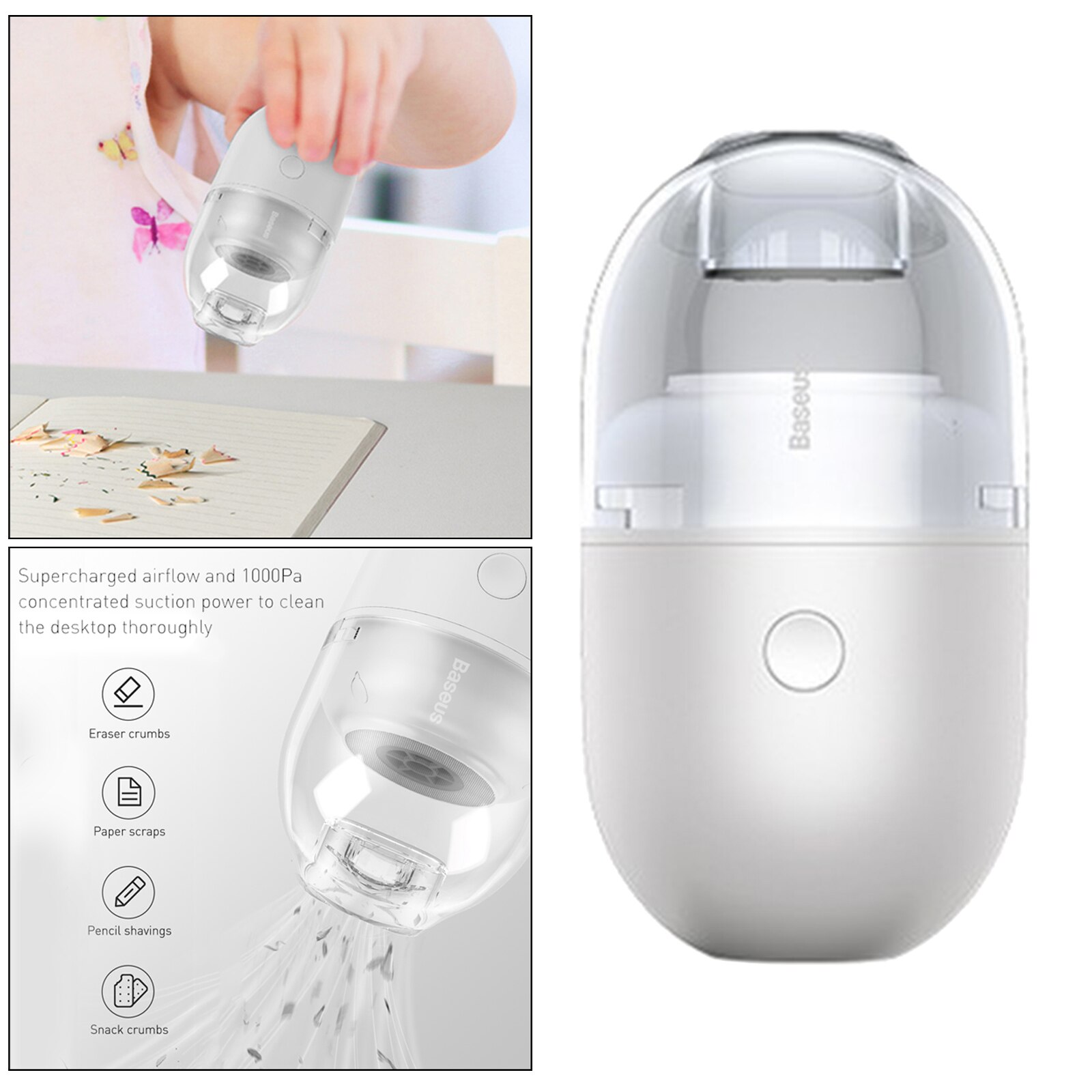 Rechargeable Cordless Small Handheld Vacuum Cleaner Computer Sweeper Dust Crumb Home Office with Vacuum Nozzle