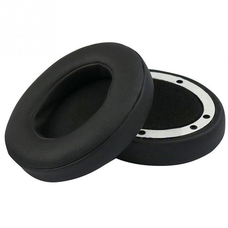 2 st utbytesöronkuddar pu läder öron kudde för beats by dre 2.0 studio trådlös svart vit 95 x 75mm #05: Svart