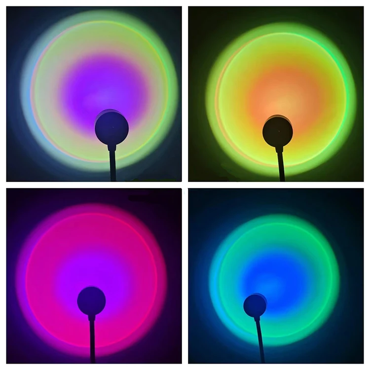 1x USB lámpara de puesta de sol LED Arco Iris neón proyector de luz nocturna fotografía iluminación de ambiente de pared para dormitorio decoración de la habitación del hogar: Blanco frío