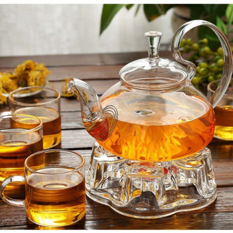 Glas thee set hoge set Pyrex theepot met filter hoge borosilicaatglas theepot bloem theepot