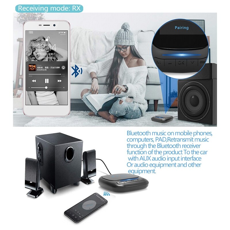 Bluetooth 5.0 Adapter Oled Sn Display Bluetooth Receiver Transmitter Two in One Aptx