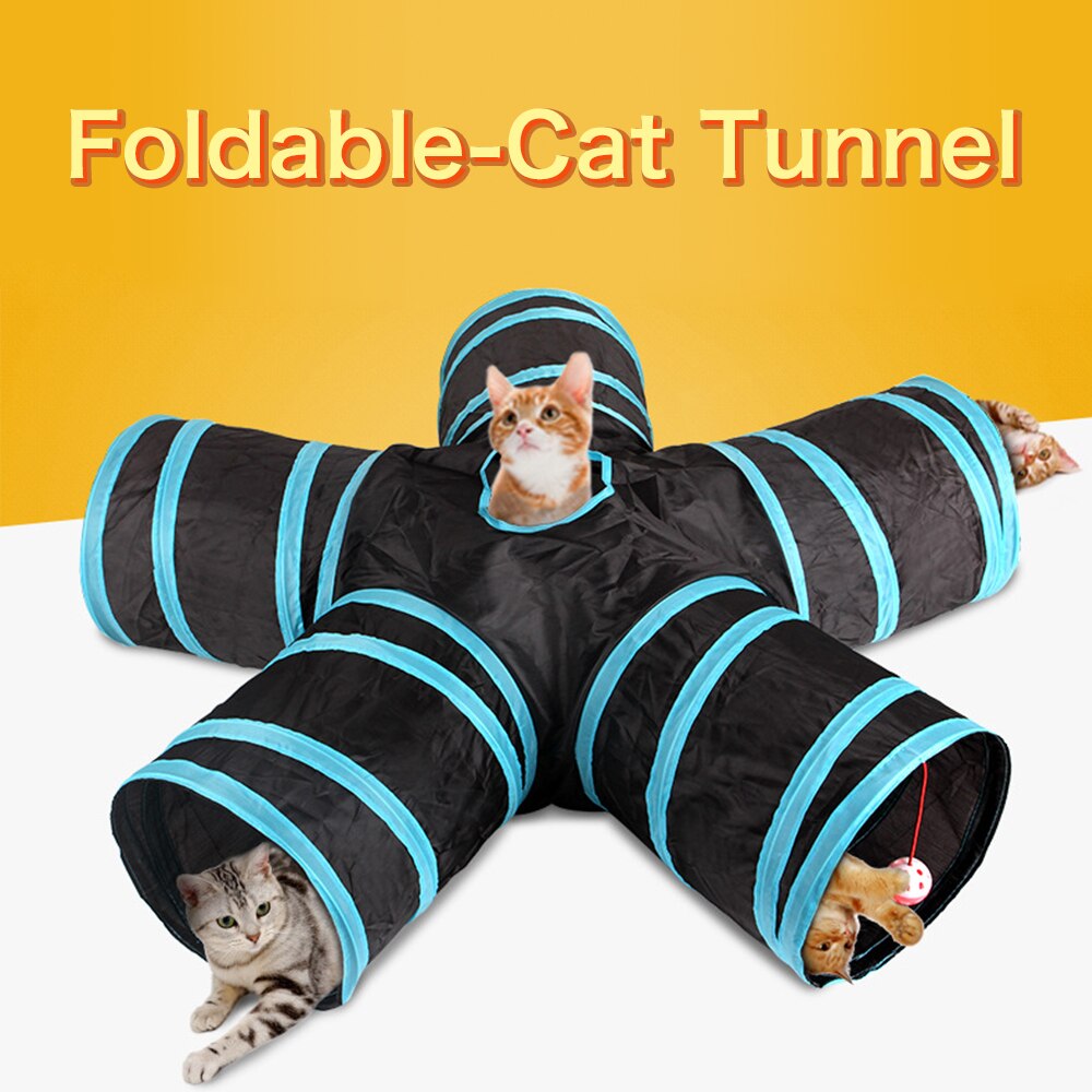 Foldable Pet Cat Tunnel Pet Cat Kitten Puppy Tunnel Play Toy 5 WAY Foldable Exercise Tunnel Funny Toys Kitty Puppy Training P