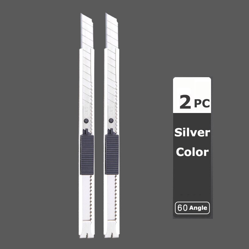 Deli Retractable Stationery Utility Knife Small Box Cutter Art Knife 9MM Blades,Auto Lock Carbon Steel Sharp нож School Supplies: 2Silver Knife