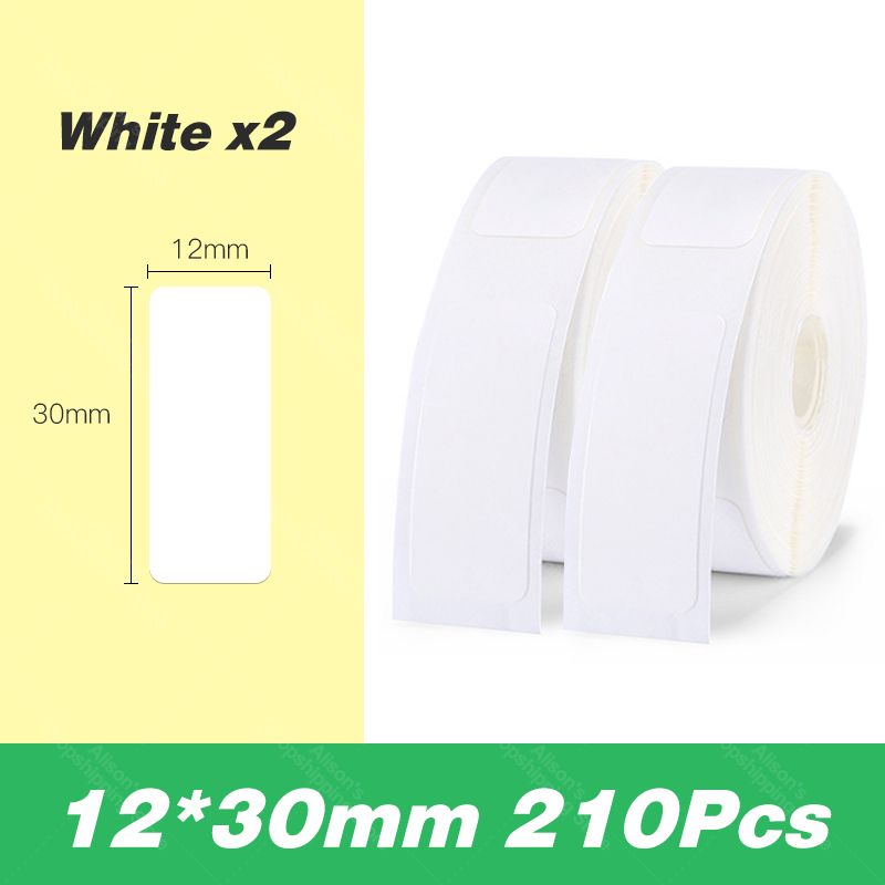 Mini label printer papir label vandtæt anti-olie prince label ren farve ridsefast label sticker papir  d11: Hvid 12 x 30 210 stk