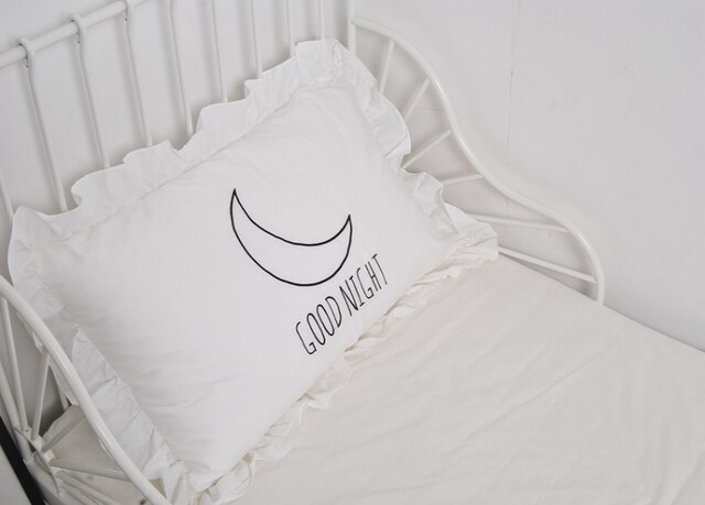 Enfants mignon 100% coton à volants taie d'oreiller solide blanc à volants taie d'oreiller européenne taie d'oreiller protecteur literie 48*74cm: 10