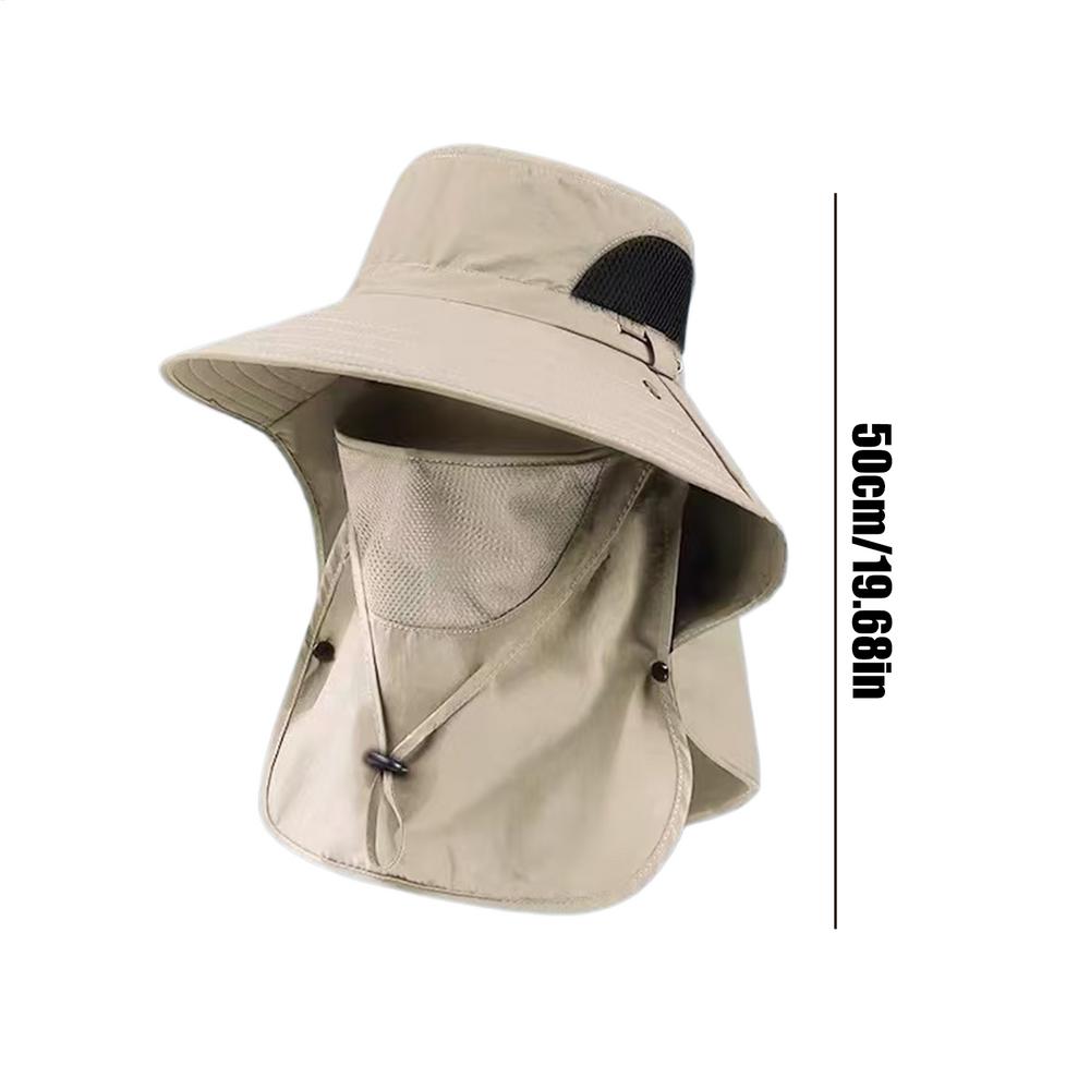 Fishing Hat Breathable Wide Brim Waterproof Sunhat Cap Sun Cap with Neck Flap for Hiking Camping Gardening Cycling Mountain: Khaki