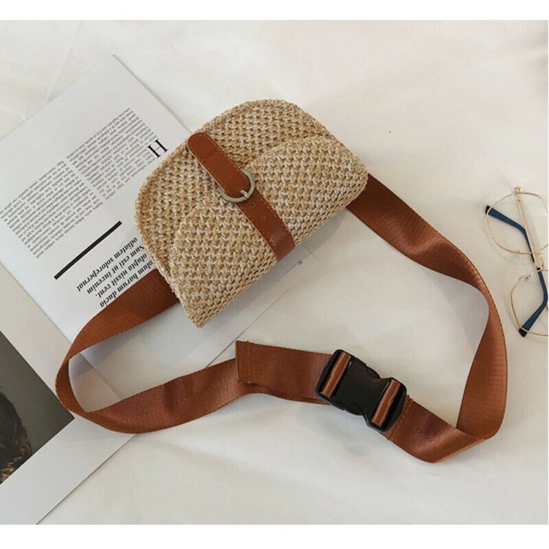 Kvinner sommer rektangel halm skuldervesker rotting bag håndvevd strand crossbody sirkel veske veske