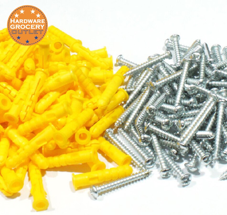200pcs 6x30mm Drywall Ribbed Plastic Anchors with Screws Kit Plastic Expansion Pipe Wall Plug