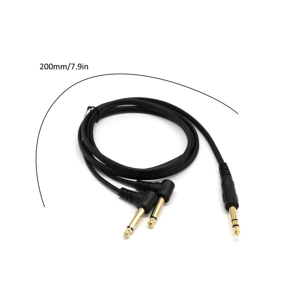 Guitar Y Cable 5 Feet Gold Plated 6.35mm Male TRS Stereo to Dual 2 x 6.35mm Male TS Mono Right Angle Y Splitter Audio Cable