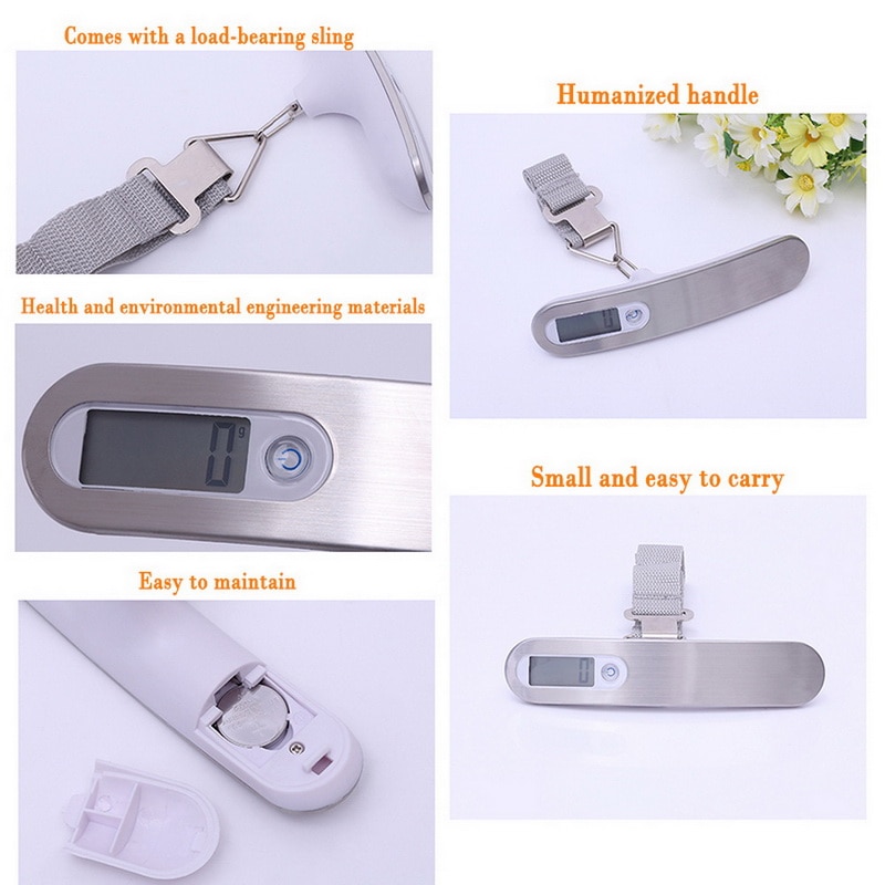 Báscula de cinturón de mano, báscula colgante Digital LCD de 50kg/10g para maleta de viaje, báscula para colgar equipaje, báscula de peso electrónica
