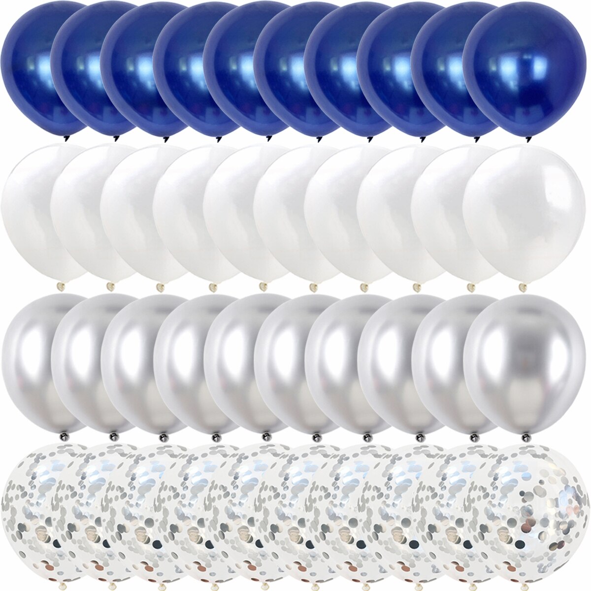 40/14PCS Dark blue Gold Silver Metal Latex Confetti Balloons Birthday Wedding BabyShower Decorations year Globos