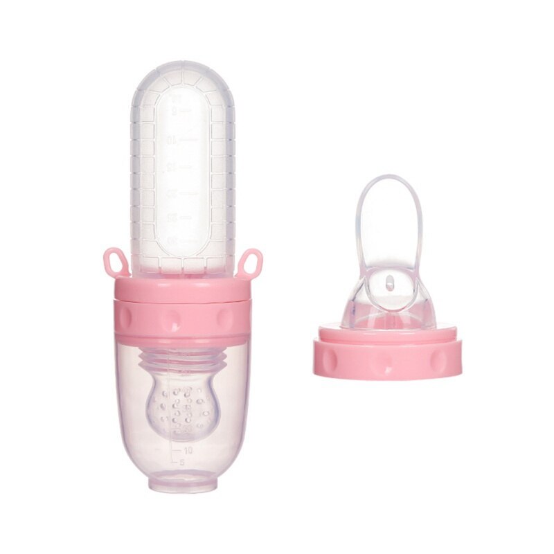 Zachte Veilige Siliconen Tepel Baby Fruit Groente Feeder Rijstgraangewas Fles Voeden Kids Kind Cartoon Fopspeen: Pink