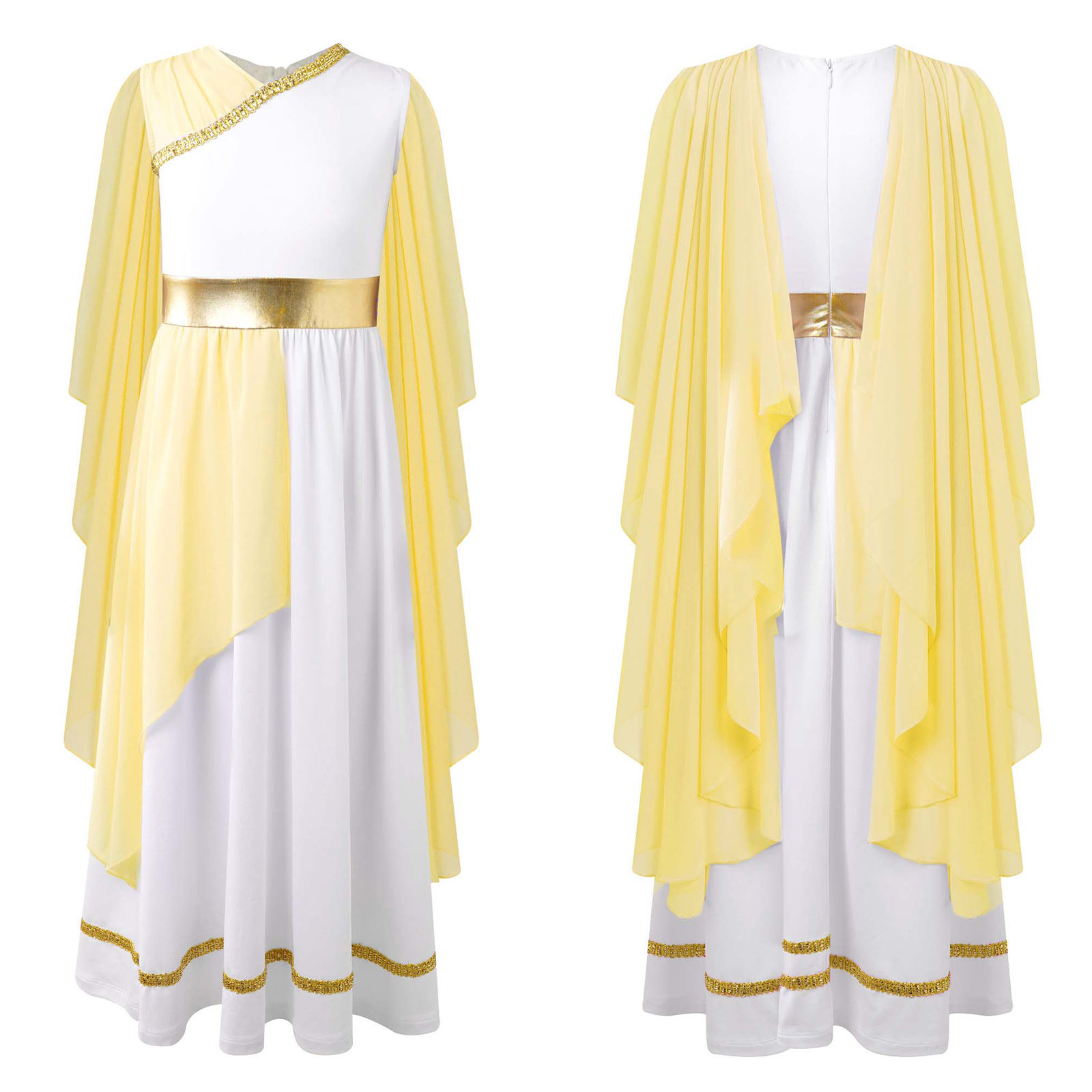Athena-kostume til piger, græsk prinsessekjole, oldgræsk romersk toga med laurbærblad, hovedbeklædning, halloween, karneval, cosplay-sæt: Xs / Brun