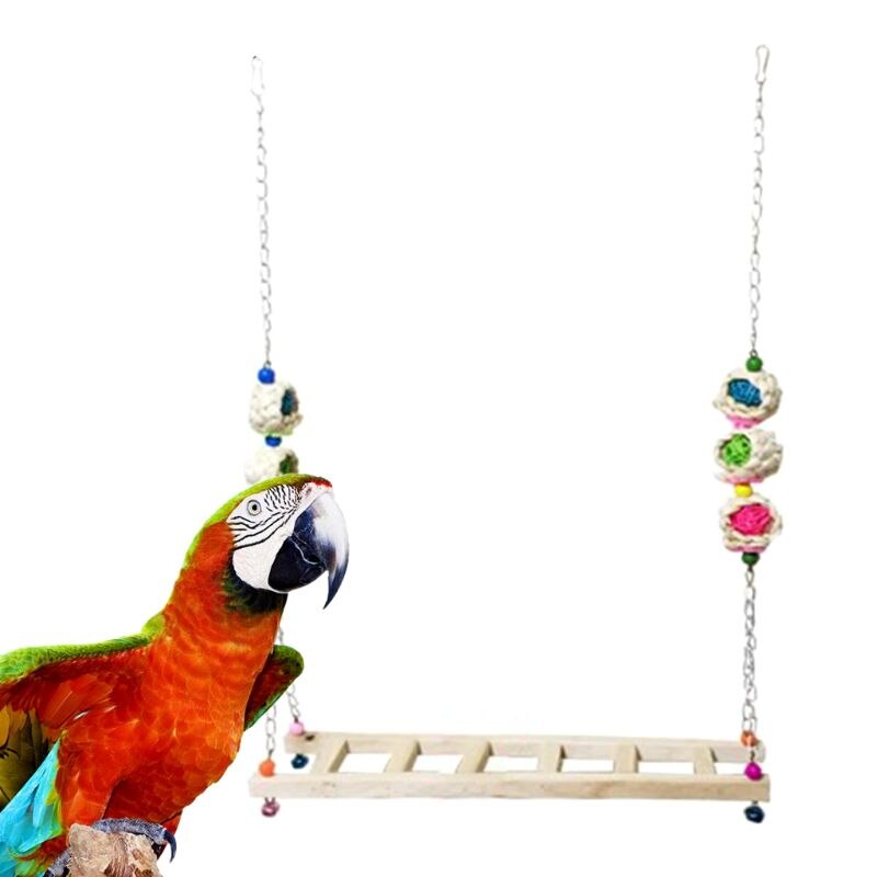 Chicken Ladder Swing Bridge Chicken Perch Large Parrot Chicken Wood Cage Stand Exercise Toys for Hens Coop